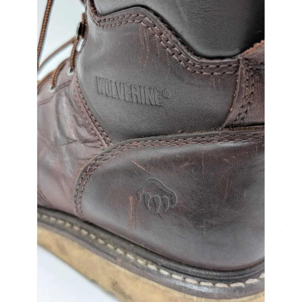 Wolverine Work Boots Men 8M Brown W08074 Moc Toe Leather Wedge Sole Rugged